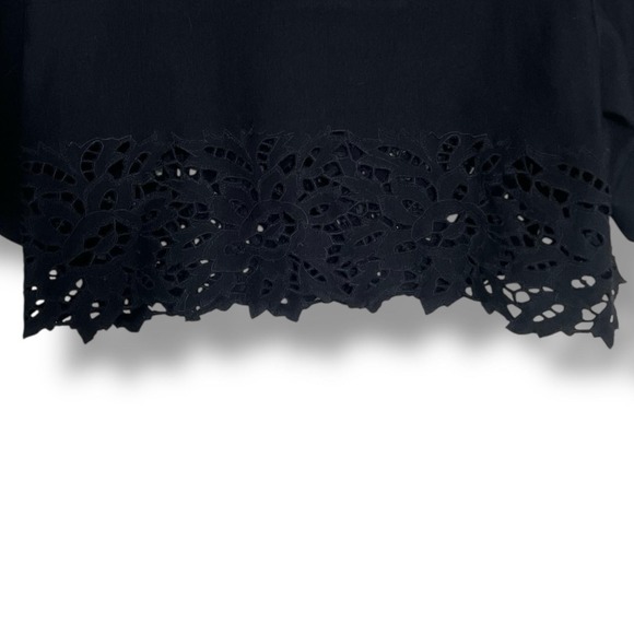 BCBGMAXAZRIA Jacket Womens Medium Black Scalloped Laser Cut Hem Cropped Collar‎ - Picture 5 of 7